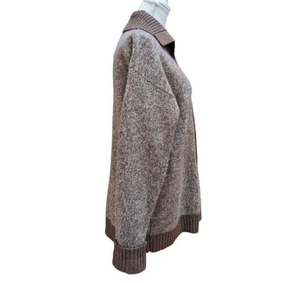 Bloomingdale's Shawl Collar Brown w/ Red Button Lambswool Knit Sweater Size M - Picture 3 of 5
